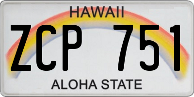 HI license plate ZCP751