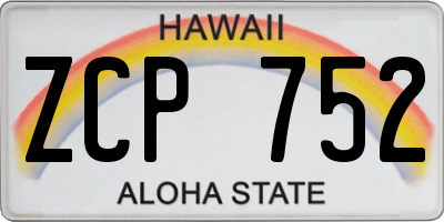 HI license plate ZCP752