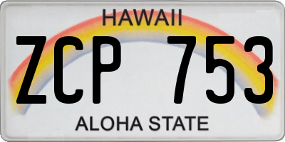 HI license plate ZCP753