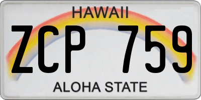 HI license plate ZCP759