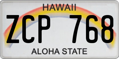 HI license plate ZCP768
