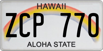 HI license plate ZCP770