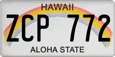 HI license plate ZCP772