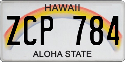 HI license plate ZCP784