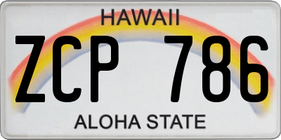 HI license plate ZCP786