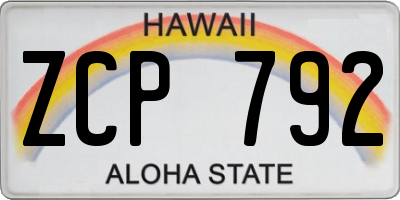 HI license plate ZCP792