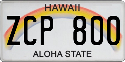 HI license plate ZCP800