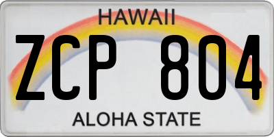 HI license plate ZCP804