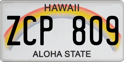 HI license plate ZCP809