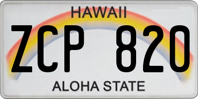 HI license plate ZCP820