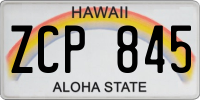 HI license plate ZCP845