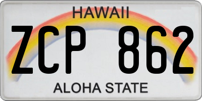 HI license plate ZCP862