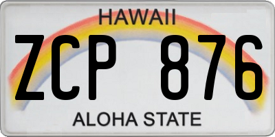 HI license plate ZCP876