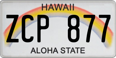 HI license plate ZCP877