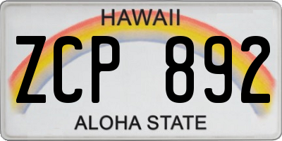HI license plate ZCP892