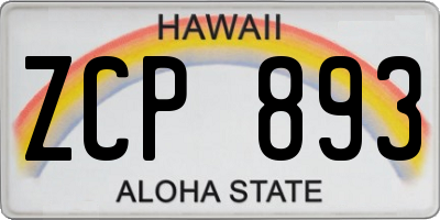 HI license plate ZCP893