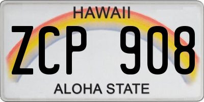 HI license plate ZCP908
