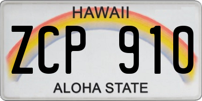 HI license plate ZCP910