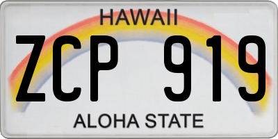 HI license plate ZCP919
