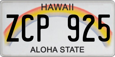 HI license plate ZCP925