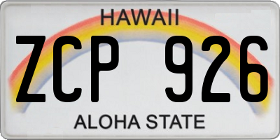 HI license plate ZCP926