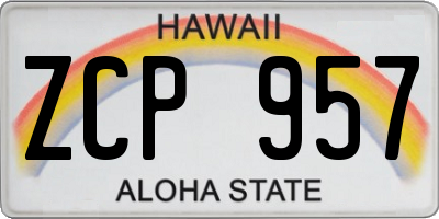 HI license plate ZCP957