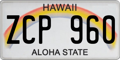 HI license plate ZCP960
