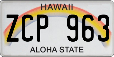 HI license plate ZCP963