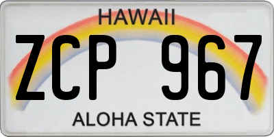 HI license plate ZCP967