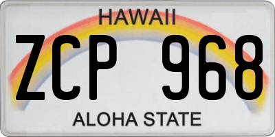 HI license plate ZCP968