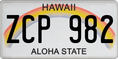 HI license plate ZCP982