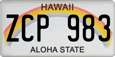 HI license plate ZCP983