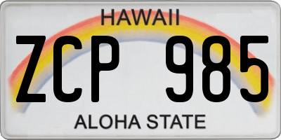 HI license plate ZCP985