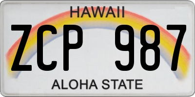 HI license plate ZCP987