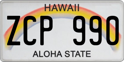 HI license plate ZCP990