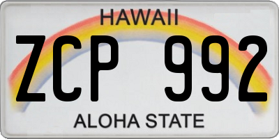 HI license plate ZCP992