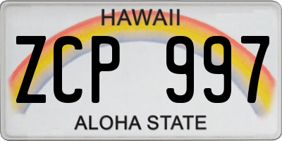 HI license plate ZCP997