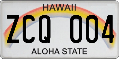 HI license plate ZCQ004