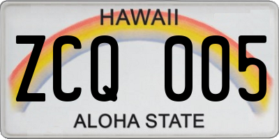 HI license plate ZCQ005