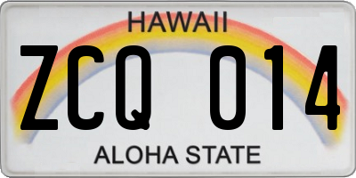 HI license plate ZCQ014