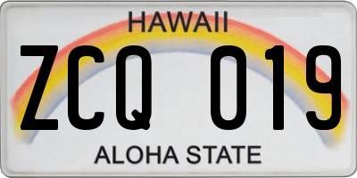 HI license plate ZCQ019