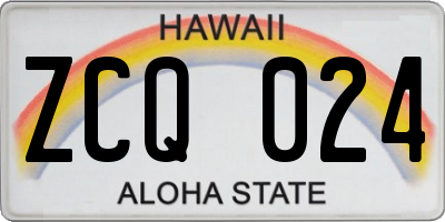 HI license plate ZCQ024