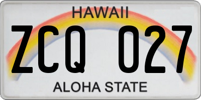 HI license plate ZCQ027