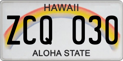 HI license plate ZCQ030