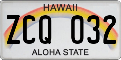 HI license plate ZCQ032