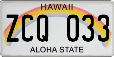 HI license plate ZCQ033