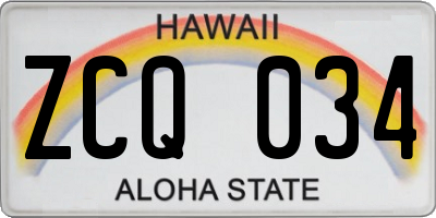 HI license plate ZCQ034