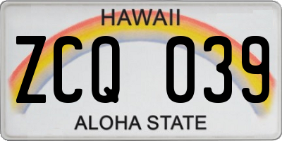 HI license plate ZCQ039