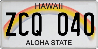 HI license plate ZCQ040