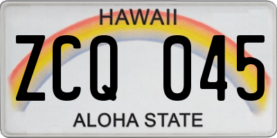 HI license plate ZCQ045